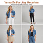 📢📢30% OFF !! ⏰ Women's Puff Short Sleeve Cropped Denim Jacket