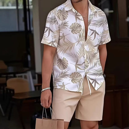 📢📢30% OFF !! ⏰Men's Hawaiian Shirt & Shorts 2-Piece Set👕