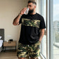 📢📢30% OFF !! ⏰ Men's Camo Print T-Shirt & Shorts Set – Coordinated, Relaxed, Breathable 🌿