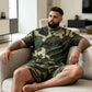 📢📢30% OFF !! ⏰ Men's Camo Print T-Shirt & Shorts Set – Coordinated, Relaxed, Breathable 🌿