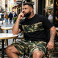 📢📢30% OFF !! ⏰ Men's Camo Print T-Shirt & Shorts Set – Coordinated, Relaxed, Breathable 🌿