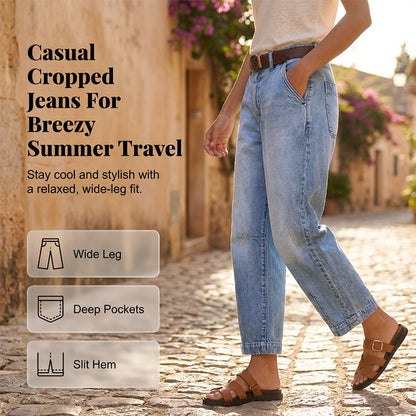 📢📢30% OFF !! ⏰  Women's High Waisted Cropped Barrel Jeans – 2026 New Arrivals & Hot Sale – Curve-friendly, relaxed fit & perfect for a trendy casual look 👟