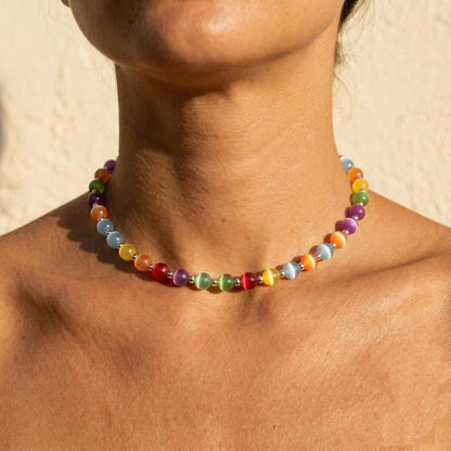 📢📢30% OFF !! ⏰Rainbow Cat's Eye Beaded Necklace