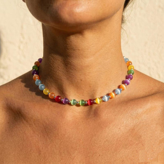 📢📢30% OFF !! ⏰Rainbow Cat's Eye Beaded Necklace