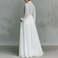 📢📢40% OFF !! ⏰Elegant Pleated White High-Neck Maxi Dress