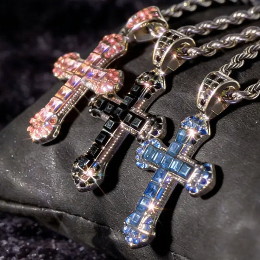 📢📢40% OFF !! ⏰Hip Hop Iced Out Cross Necklace