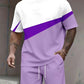 Men's Color Block Casual T-Shirt and Shorts Set