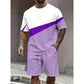 Men's Color Block Casual T-Shirt and Shorts Set