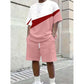 Men's Color Block Casual T-Shirt and Shorts Set