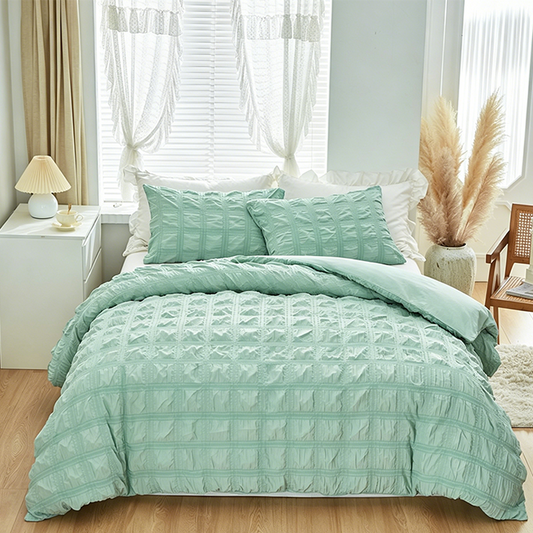 📢📢30% OFF !! ⏰3-Piece Pintuck Textured Duvet Cover Set
