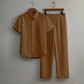 📢📢40% OFF !! ⏰Men's Textured 2-Piece Shirt & Pants Set – Breathable, Stand Collar, Elastic Waist 🌿