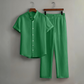 📢📢40% OFF !! ⏰Men's Textured 2-Piece Shirt & Pants Set – Breathable, Stand Collar, Elastic Waist 🌿