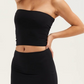 Dames strapless tube top van zachte, effen kleur.