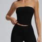 Dames strapless tube top van zachte, effen kleur.