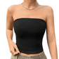 Dames strapless tube top van zachte, effen kleur.