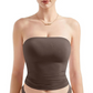 Dames strapless tube top van zachte, effen kleur.