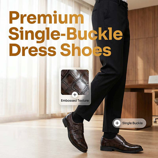 📢📢40% OFF !! ⏰Men's Classic Faux Leather Single-Buckle Shoes👞