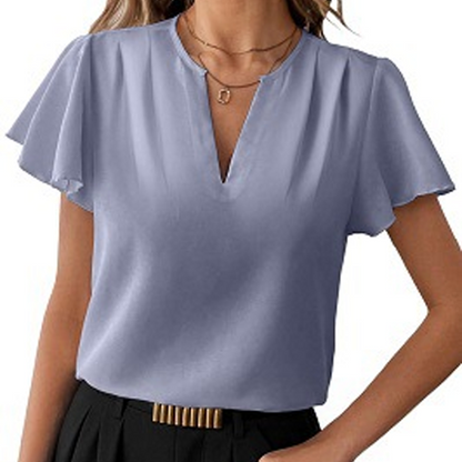 📢📢30% OFF !! ⏰Women's V-Neck Flutter Sleeve Blouse