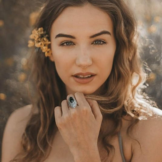 📢📢40% OFF !! ⏰ Women's Vintage Black Statement Ring – Marcasite, Sizes 6-10 🌙