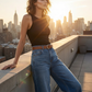📢📢40% OFF !! ⏰Women's High-Waist Wide-Leg Denim Jeans