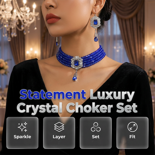 📢📢40% OFF !! ⏰Luxury Crystal Choker & Earring Set