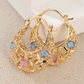 📢📢40% OFF !! ⏰ Gold-Plated Crescent Hoop Earrings with Enamel Flowers