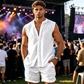 📢📢40% OFF !! ⏰Men's Sleeveless Button-Down Top & Shorts Set – Textured Pattern, Lightweight, Vacation Ready ✨