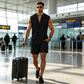 📢📢40% OFF !! ⏰Men's Sleeveless Button-Down Top & Shorts Set – Textured Pattern, Lightweight, Vacation Ready ✨
