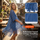📢📢30% OFF !! ⏰ Women's Open-Front Knit Cover-Up with Tassel Fringe – Bohemian & Lightweight – Beach Essential 🌴