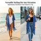 📢📢30% OFF !! ⏰ Women's Open-Front Knit Cover-Up with Tassel Fringe – Bohemian & Lightweight – Beach Essential 🌴