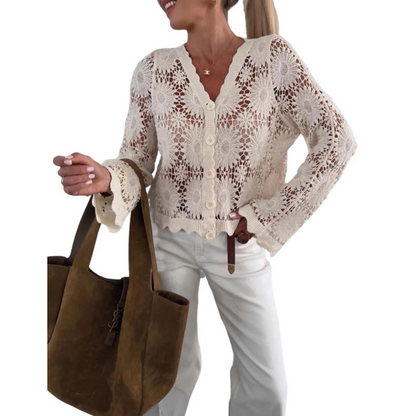 📢📢40% OFF !! ⏰Women's Floral Crochet Knit Cardigan
