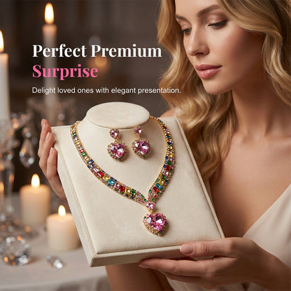 📢📢50% OFF !! ⏰ Sparkling Heart Jewelry Set – Necklace & Earrings, Elegant & Lightweight 💖