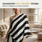 📢📢40% OFF !! ⏰Women's Asymmetrical Stripe Top & Wide-Leg Pants Set