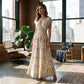 📢📢40% OFF !! ⏰Floral V-Neck Maxi Dress – Elegant Smocked Waist & Premium Fabric – Summer Essential ✨