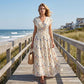 📢📢40% OFF !! ⏰Floral V-Neck Maxi Dress – Elegant Smocked Waist & Premium Fabric – Summer Essential ✨