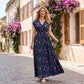 📢📢40% OFF !! ⏰Floral V-Neck Maxi Dress – Elegant Smocked Waist & Premium Fabric – Summer Essential ✨