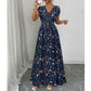 📢📢40% OFF !! ⏰Floral V-Neck Maxi Dress – Elegant Smocked Waist & Premium Fabric – Summer Essential ✨