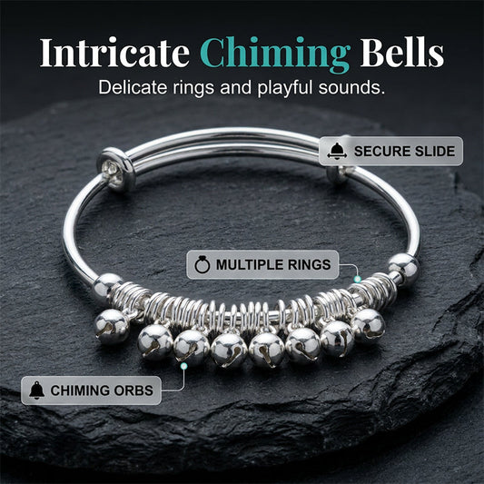 📢📢50% OFF !! ⏰Adjustable Silver Bell Charm Bangle Bracelet