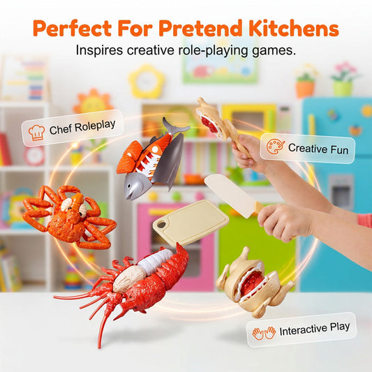 📢📢40% OFF !! ⏰Realistic Cuttable Play Food Set for Kids