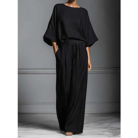 📢📢40% OFF !! ⏰Women's Two-Piece Loose Fit Top & Wide-Leg Trousers Set – Relaxed, Breathable & Effortlessly Chic ✨