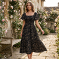 ⏰ 50% OFF ✨Women's Square Neck Smocked Floral Midi Dress