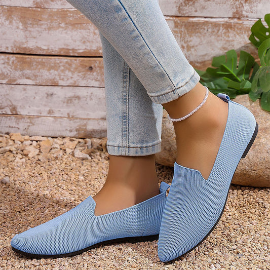 📢📢40% OFF !! ⏰Women's Pointed Toe Knitted Flat Shoes Slip-On Loafers