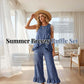 📢📢40% OFF !! ⏰Summer Sleeveless Blouse and Ruffle Hem Pants Set