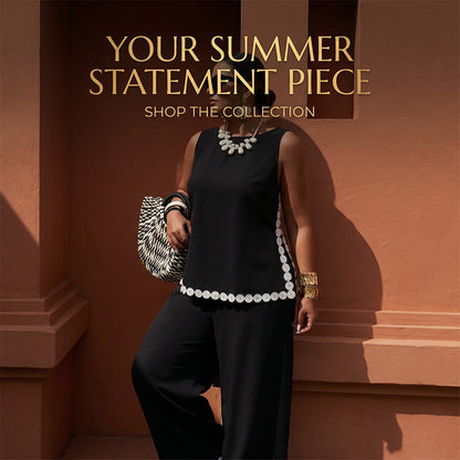 📢📢40% OFF !! ⏰ Women’s Sleeveless Top & Wide-Leg Pants Suit – Lace Trim, Flowy, 2-Piece 🌸