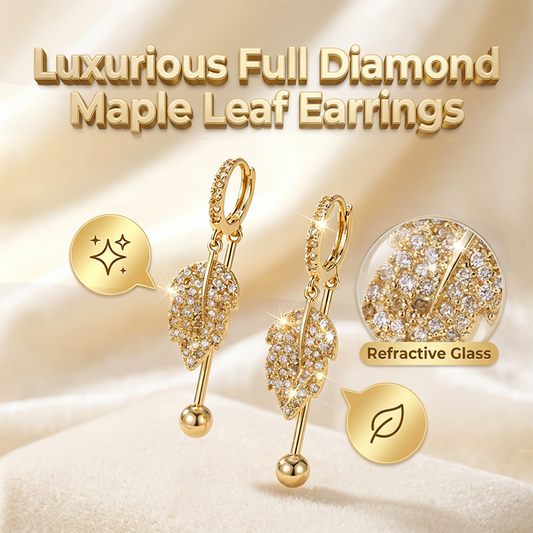 📢📢33% OFF !! ⏰Full Diamond Maple Leaf Earrings