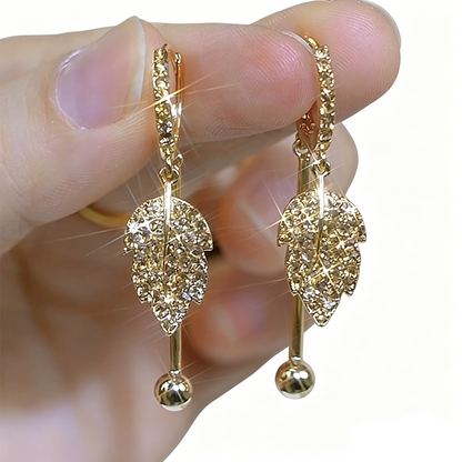 📢📢33% OFF !! ⏰Full Diamond Maple Leaf Earrings