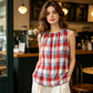 📢📢40% OFF !! ⏰Women's Plaid Tie-Shoulder Sleeveless Top
