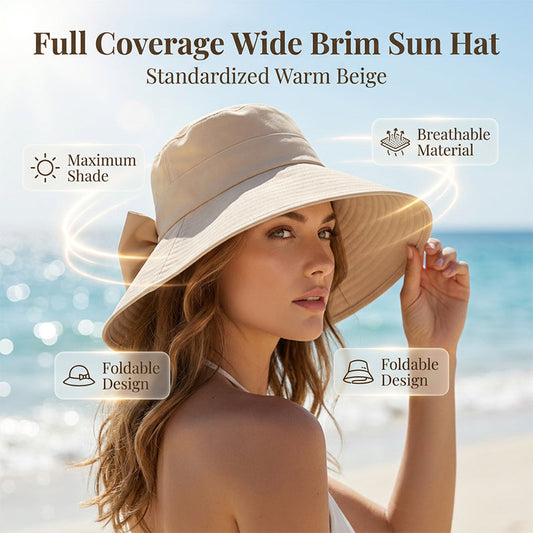 📢📢30% OFF !! ⏰Women's Bowknot Wide Brim Sun Protective Hat