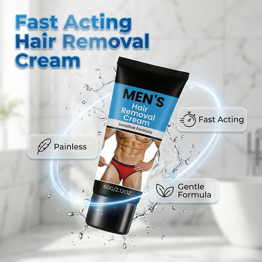 📢📢BUY 1 get 1 free !! ⏰ Men's Gentle Hair Removal Cream – No Razor, No Pain, No Irritation | Smooth in 5 Mins ⏱️✨