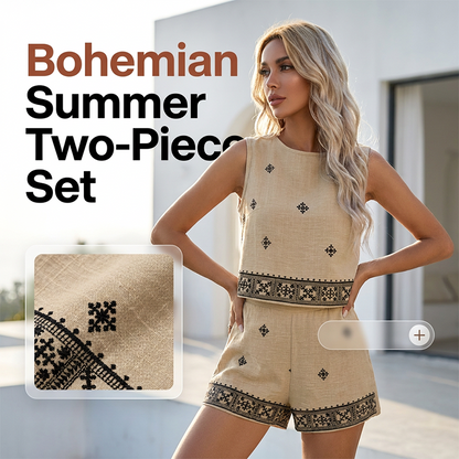 📢📢30% OFF !! ⏰Women's Bohemian Print Sleeveless Top & Shorts Set